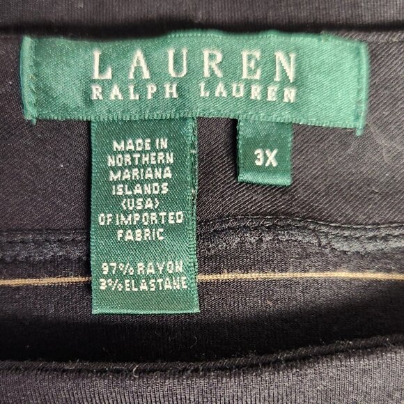 Lauren Ralph Laren 3X Boat Neck Top 3/4 Sleeves Black Tan Stripes Stretch Preppy - Picture 4 of 5